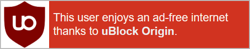 This user enjoys an ad-free internet thanks to uBlock Origin.